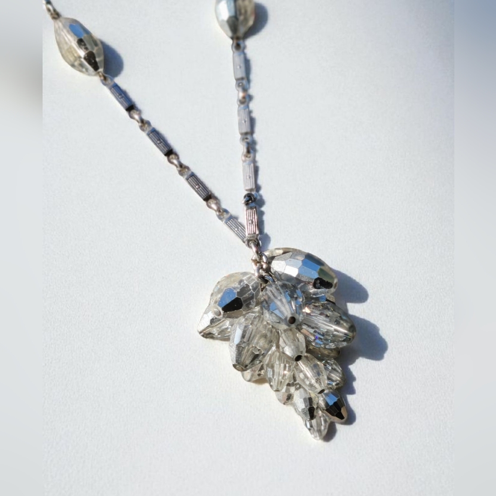 Vintage Crystal Cluster Pendant Necklace
